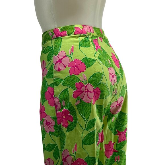 Lilly Pulitzer Pink Green Floral Print Cotton & Spandex Women's Pants Size 8 - Picture 8 of 15